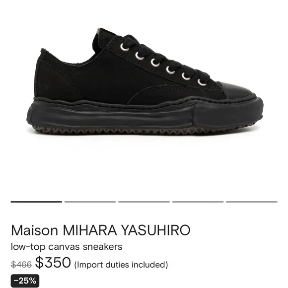 Miharayasuhiro Black Canvas Sneakers - Picture 1 of 5